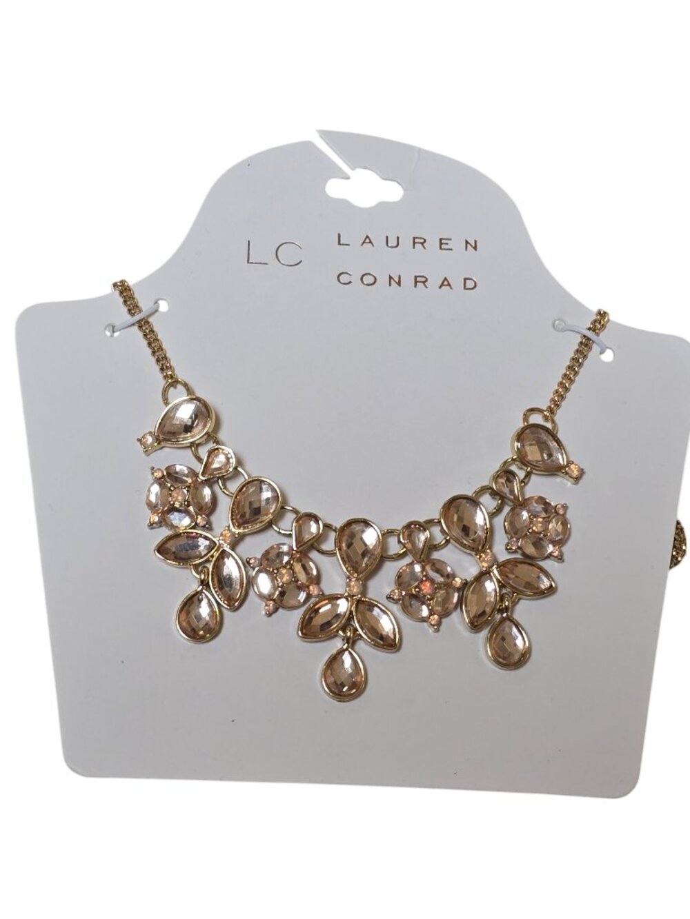 LC Lauren Conrad Women's Gold Plated Champagne Bib Necklace NWT